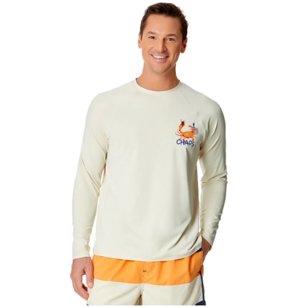 Chaps‎ Long Sleeve Graphic Rash Guard with UPF 50+